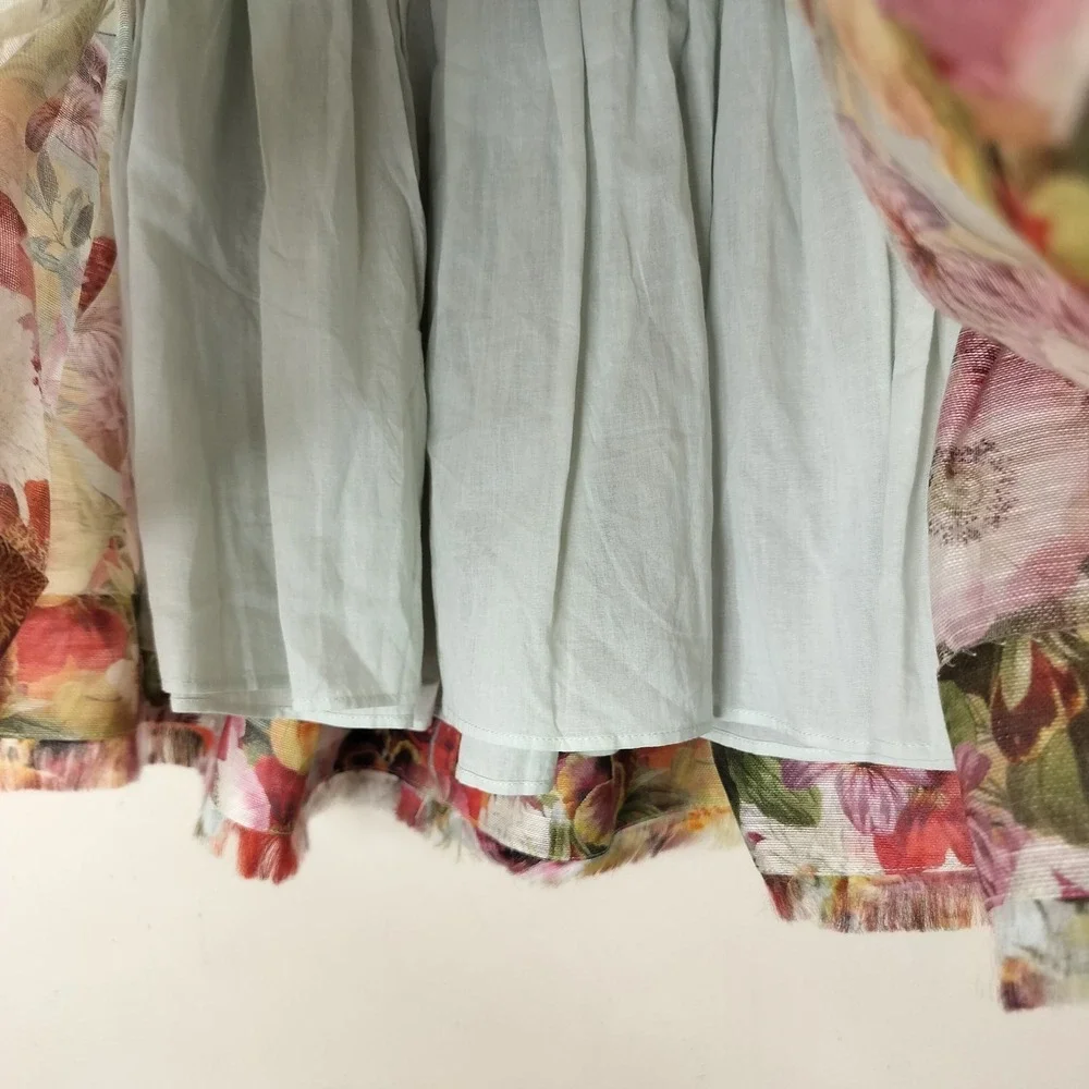 Zimmermann Wonderland Floral Mini Skirt Colorful Linen Silk - Picture 7 of 14